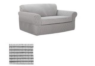 Maytex Connor 2 Piece Stretch Loveseat Slipcover, Grey