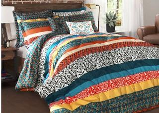 Lush Decor- Boho Stripe Turq/Tan-King