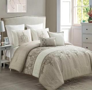 World Menagerie Ruppe 7 Piece Comforter Set (WDMG1619_16242806_16242805)King, Taupe/Natural 