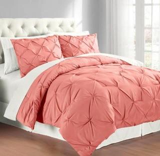 Pintuck Twin Comforter Set in Coral