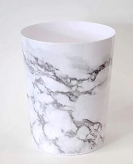 Splash Home Marble Wastebasket Trash Can, Grey, 9.75 x 7.75 x 7.75
