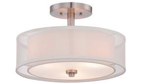 Three Light Semi Flush In Brushed Nickel 