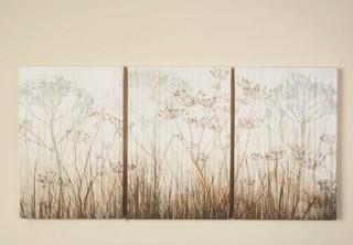 Three Posts 'Wildflowers Ivory' Graphic Art on Wrapped Canvas Set (THPS6749_22173305) 24x48"