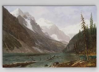 "Canadian Rockies" by Albert Bierstadt Print of Painting on Wrapped Canvas 32x48"