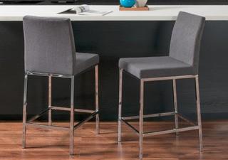CorLiving Huntington 25 in. Grey Fabric Cushioned Bar Stool (Set of 2)