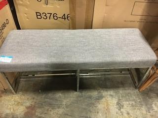Grey Linen Bench With Metal Base 