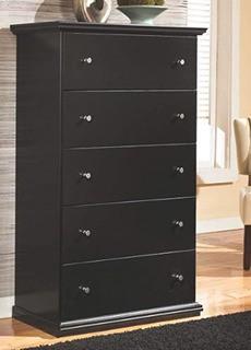 Ashley Furniture Signature Design - Maribel Chest of Drawers - 5 Drawer Dresser - Black- Bottom Drawer Chipped-As Is