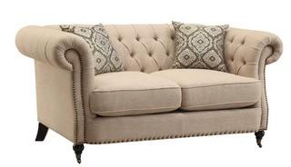 Calila Chesterfield Loveseat Neutral- Pillows Not Included