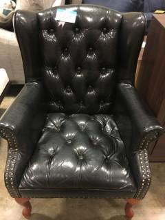 Faux Leather Chesterfield Armchair- As Is