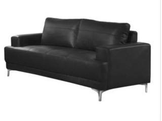Monarch Specialties Emory Leather Sofa Black- Ripped In The Middle-As Is