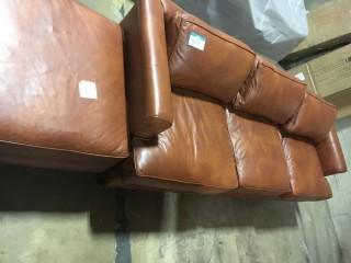 Light Brown Leather Sofa With Ottoman 