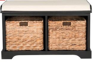 Trent Austin Design Alonza Pine Wood Storage Bench (TRNT4259_25768703) Distressed Black