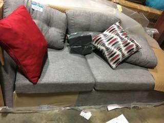 Grey Fabric Sofa-Missing Side-As Is
