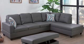 Russ Sectional Sofa - No Ottoman - Dk Grey Fabric