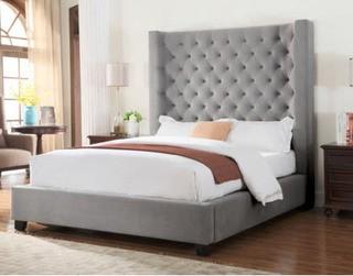 Granville Upholstered Panel Bed - Beige - King