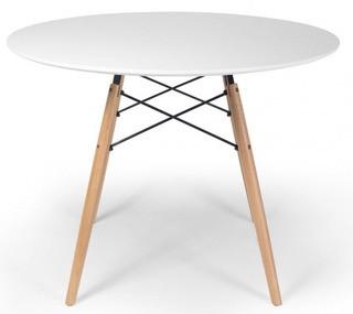 White Dining Table 39" W/Natural Color Legs - AE6500-White