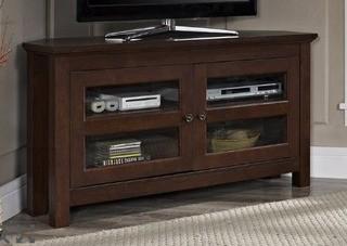 Walker Edison - 44" Corner Wood TV Console - Trad. Brown - WQ44CCRTB