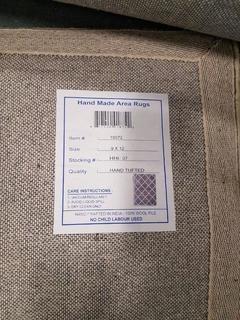 Hand Tufted Aread Rug 9 x 12