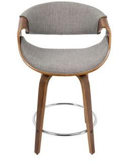 Langley Street Auburn 24 Swivel Bar Stool (LGLY5350_21903974) - Walnut Wood - Grey Fabric