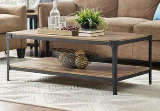 Walker Edison - Angle Iron Rustic Wood Coffee Table - Barnwood - C46AICTBW
