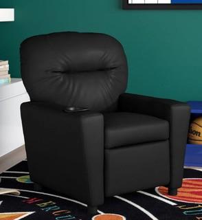 Zoomie Kids Candy Kids Recliner with Cup Holder (ZMIE2070_20361329) - Blk