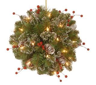 National Tree Company - Pre-Lit Spruce Hanging Basket - GLM1-300-12KBC1