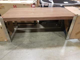 Wood Top Chrome Legs Dining Room Table