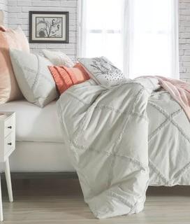 Alcott Hill Brice Chenille Lattice Single Duvet Cover (DRIH1109_34251518_34251519)King-Grey