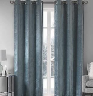 House of Hampton Funk Chenille Solid Room Darkening Grommet Curtain Panels (NCWA9678_32259089_32259087) Aqua-42x108"
