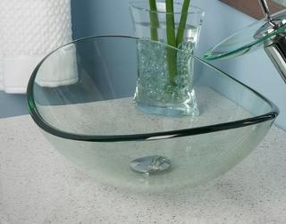 Topia Clear Glass Oval Vessel Bathroom Sink 21'' L x 15'' W x 6.75'' D