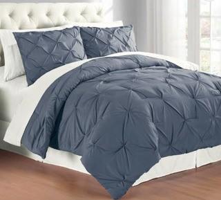 Swift Home 3-Piece Pintuck Twin Comforter Set,?Indigo