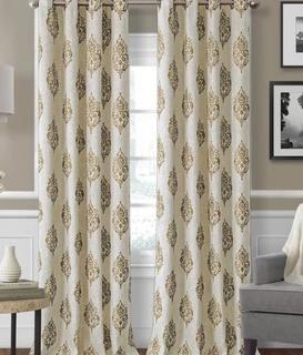 Eider & Ivory Atticus Ikat Blackout Thermal Grommet Single Curtain Panel (EDIV1050_32911036_32911038)Natural-52x84"