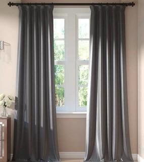 Willa Arlo Interiors Estrada Solid Blackout Vintage Textured Dupioni Rod Pocket 2 Curtain Panels-50x96"-Storm Grey