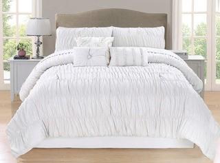 Safdie & Co. Collection Paris 7 Piece Comforter Set-Double-White