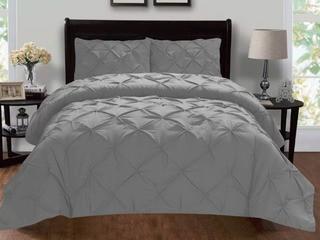 House of Hampton Zada Pintuck Reversible Duvet Cover Set (EEGA1383_33816835_33866105) Queen,Grey