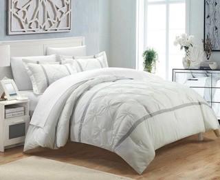 Chic Home Veronica White/Silver 12-Piece Bed in a Bag Comforter Set King