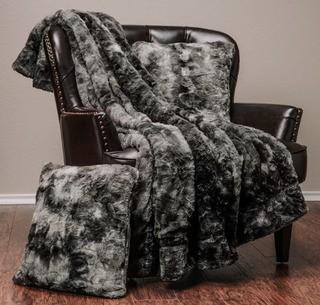 Latitude Run Trio Super Soft Fuzzy Faux Fur Throw Blanket (LATD1358_32925450_32925437)Queen,Grey