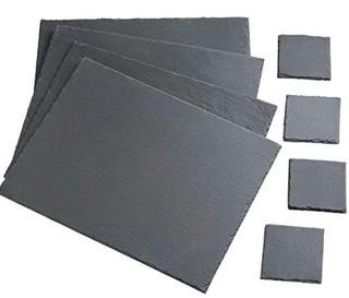 VonShef Natural Slate Placemat and Coaster Dining Table Set for 4 People, Anti Skid and Heat Resistant, 8 Piece