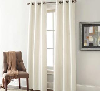 Ebern Designs Belterra Faux Silk Semi-Sheer Grommet Curtain Panels (EBDG2374_24092408)Ivory, 37x84"