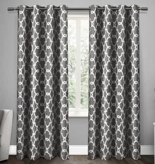 Willa Arlo Interiors Britain Geometric Blackout Thermal Grommet 2 Curtain Panels (WRLO6134_22797391_22797384)Black Pearl, 52x63"