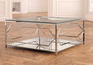 Willa Arlo Interiors George Coffee Table-Polished Steel-18x39x39"