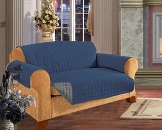 Elegant Comfort?Quilted Reversible Sofa Cover-Navy/Grey, 110x75.5"