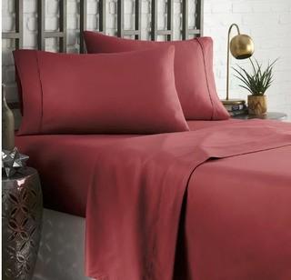 Charlton Home Brookes 1800 Series Platinum Microfiber Sheet Set (CHRL2766_21375805_21375804)Burgundy,King