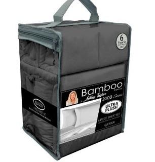 Bamboo Essence 2000 Series by Ashley Taylor 6-Piece Ultra Plush-Wrinkle Free-Deep Pocket Sheet Set-Queen,Grey
