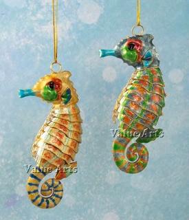 Value Arts Company Cloisonne Articulate Seahorse Ornament (VACO1090)6PC