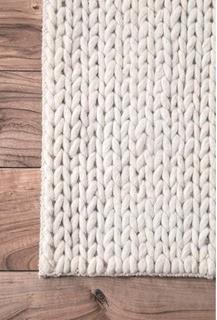 nuLOOM CB01 Handwoven Chunky Cable Wool Rug, 3' x 5', Off White