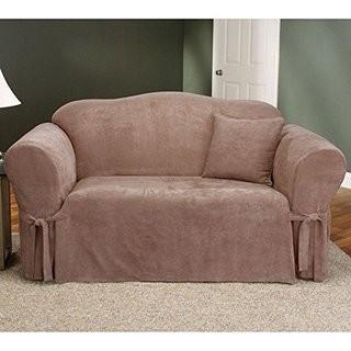 SureFit Sueded Twill Loveseat Slipcover Taupe