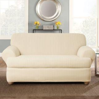 Sure Fit Furniture Covers 2-Piece T-Cushion Sofa Cream 74'' x 96'' (15288)