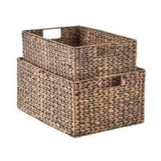 Set of (4) Water Hyacinth Folding Baskets w/ Handle (15-8189CF)