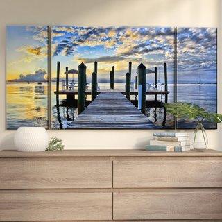 Eben Designs "Pier Burst" Wrapped on Photographic Print Multi-Piece Image Canvas in Blue/Yellow
